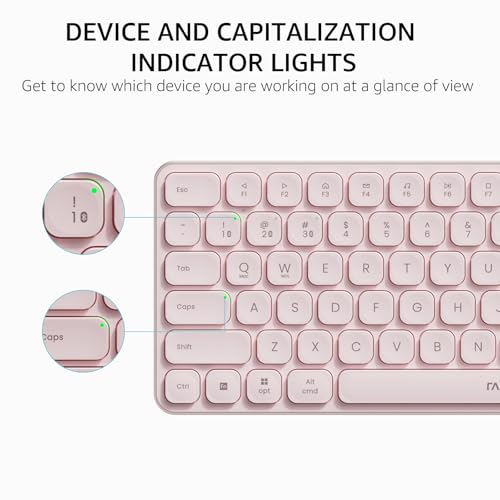 Image of Rapoo Multi-Device Keyboard and Mouse Combo, 2.4GHz /Bluetooth 5.0 /4.0 Wireless Keyboard & Mouse Set for Windows /Mac /Linux /Chrome, Support 4 Devices, Low-Profile Silent Click, Battery Powered, Pink