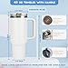 ZJT 40 oz Tumbler with Handle Quenchers ProTour Detachable Flip Straw Lid Tumbler,Vacuum Insulated Tumblers with Top Leak Proof Lids and Flip Straw,Reusable Insulated Cup (Cream White, 40 oz)