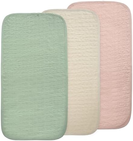 mushie Waterproof Changing Pad Liners | 100% Organic Cotton | Set of 3 (Blush Combo)