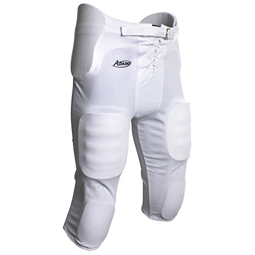 Adams All-in-One Youth Football Pants with Integrated Pads, White, Small