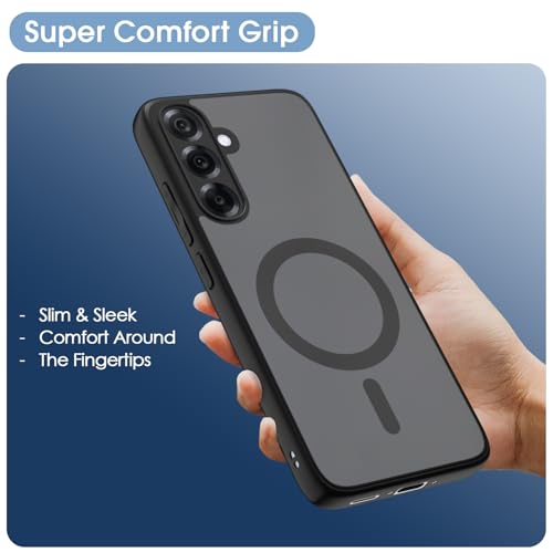 Image of Amazon Basics Back Cover for Samsung Galaxy A36 5G Compatible with Mag-Safe Smoke Back | Shockproof Design | Hard Transparent Back Case (Black Smoke Mag-Safe)