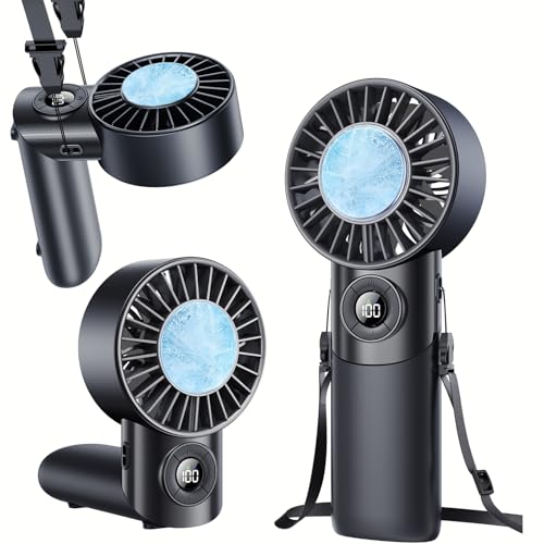 Eastfox 2026年 4-in-1 手持ち扇風機 ハンディファン 冷却プレート 1-100段階風力調節 手持ち/首掛け/卓上げ3way 角度調整 4000mAh USB充電式 長時間のバッテリー駆動 ネックストラップ付き 6枚羽根 ミニファン 熱中症対策 暑さ対策 コンパクト 静音 携帯 アウトドア オフィス 通勤