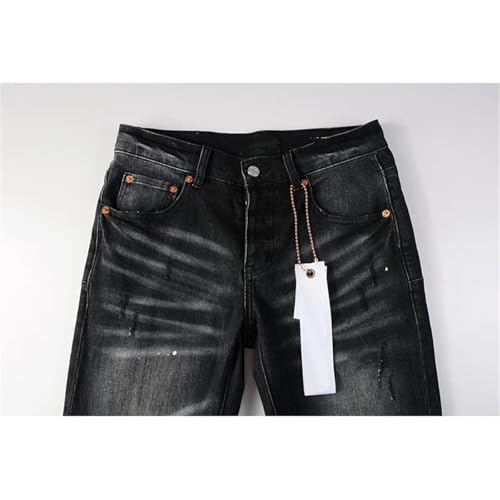 Men Vintage Washed Black Stretch Skinny Button Fly Ripped Jeans Classic Zipper Biker Straight Denim Pants3