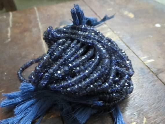 Perles de iolite 3.50 mm rondelle facettée en lot de 100 fils de 14 inches pour joaillerie