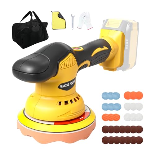 Cordless Car Polisher for Dewalt 18V/20V Battery, 145 mm Portable Car Buffer Polishing Kit, 8 Variable Speed Orbital Buffer Polisher for Car Detailing/Waxing/Polishing (Battery Not Include)