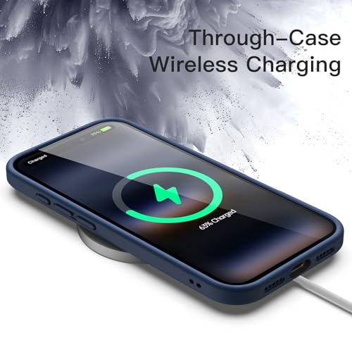 Image of JETech Case for iPhone 17 Pro 6.3-Inch, Shockproof Phone Bumper Cover, Solid Color Matte TPU Frame, Anti-Scratch Clear Back (Dark Blue)
