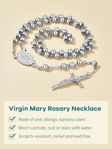 Supcare Rosary for Men Women Catholic Necklace Rosary Beads,Customized (with Gift Packing)4