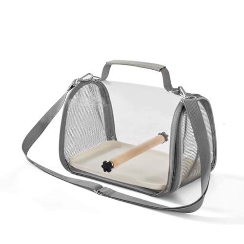 Image of Portable Small Bird Travel Cage Carrier, A Convenient Go Out Solution for Various Birds and Lizard, Featuring a Standing Perch and Comfortable Mat (with Tray).