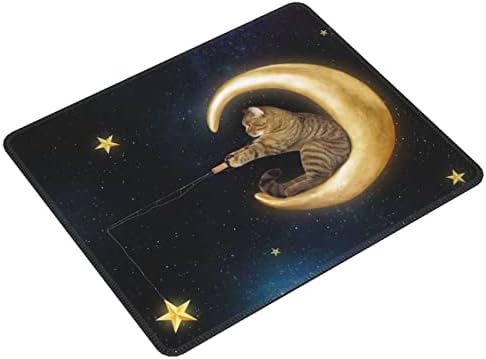 xiaoqiang Cute Cat Fishing for Stars on the Moon Mouse Pads Anti-Slip Funny Design Gaming Mouse Mats for Desktop Computers Laptops Office Computers Mouse Pad 24cm X 20cm (9.5" x 7.9")