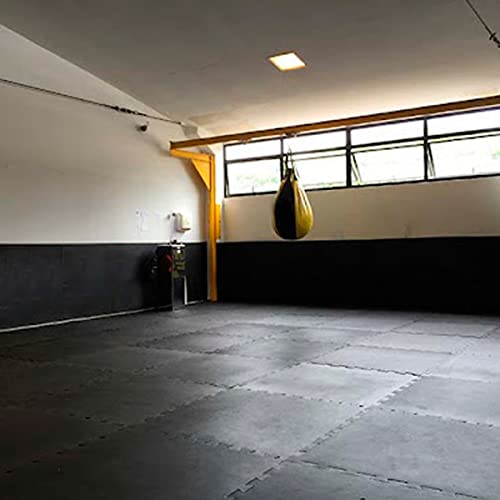 Kit 8 Tapetes Tatames Pretos Eva 50cm X 50cm X 15mm C/Borda