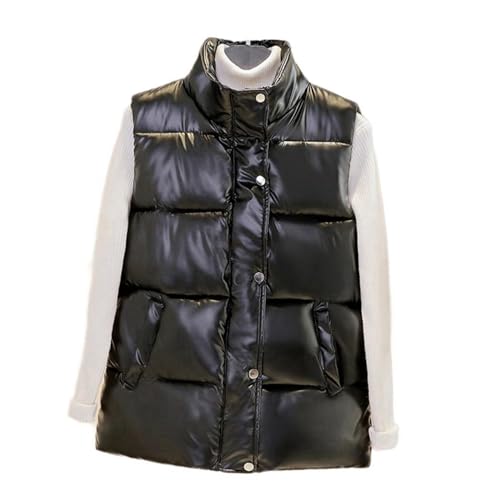 Doudoune noire sans manches femme gilet en duvet chaud col montant veste outdoor
