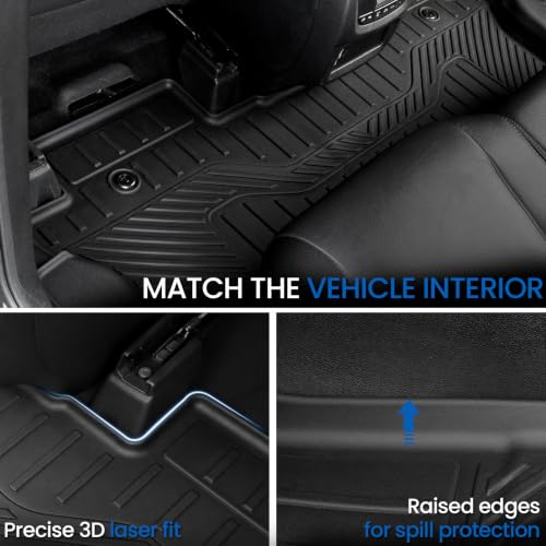 Image of Floor Mats Set for 2016-2022 Honda Pilot 8 Seats(Not Fit Elite Models), All Weather TPE Cargo Mat with Backrest Mat Accessories, Trunk Mat Cargo Liner Car Mat with Door Sill Guards