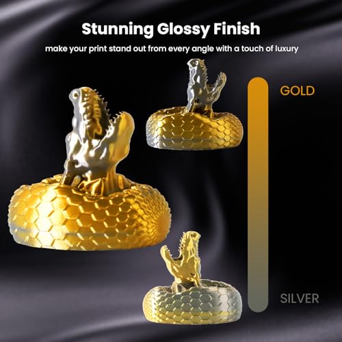 Image of Dual Color Silk PLA Filament 1.75mm Gold Silver 1KG, Shiny High Gloss Finish, Seamless Color Transition, Neatly Wound, Accuracy + /-0.02mm Vacuum Packaging
