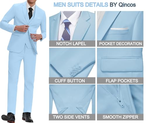 Mens Suit Slim Fit Single Breasted Suit with Vest & Pants 3 Pieces Wedding Guest Outfit Blazer Formal Business Suits for Men3