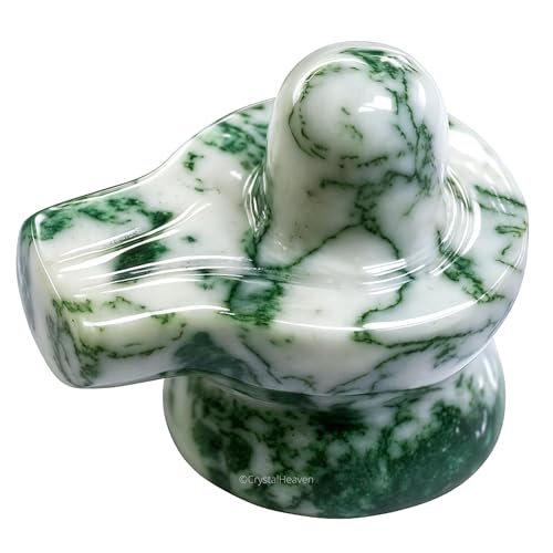 Image of Tree Agate Crystal Shivling for Home Puja - Premium 1.25 inch Shiva Lingam Crystal Healing Stones for Pooja, Vastu, Feng Shui, Reiki Healing and Meditation - Shiv Linga Gift