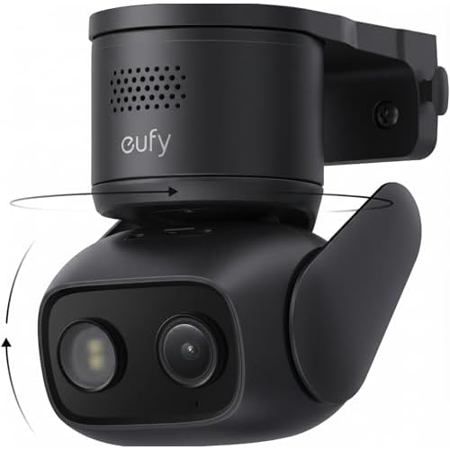 eufy Wired Cam C31, 360° Coverage with Pan and Tilt, Indoor and Outdoor, Dual Antenna, Colour Night Vision, Subscription-Free, AI People/Vehicle/Pet/Crying Detection, 24/7 Recording, Black