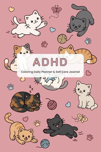 ADHD Coloring Daily Planner & Self Care Journal, Cute Cats, 2026 Summer Edition: Daily Organization, Habit Tracking, Reflection Prompts and Stress-Relief Coloring for Neurodivergent Minds image 2
