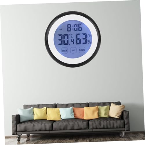 BESPORTBLE 3pcs Thermometer Electronic Temperature Meter Round Temperature and Humidity Meter Number Digital Temperature Meter Hygrometer Touch Screen Household Alarm Clock