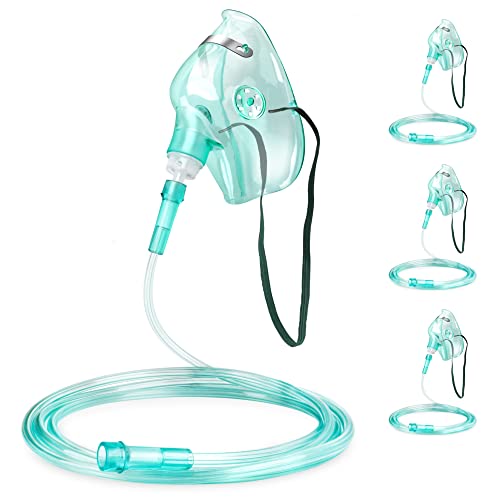 ANSNF 3 Pack Oxygen Mask for Face Adult with 6.6' Tube & Adjustable Elastic Strap - Size M - NO CUP
