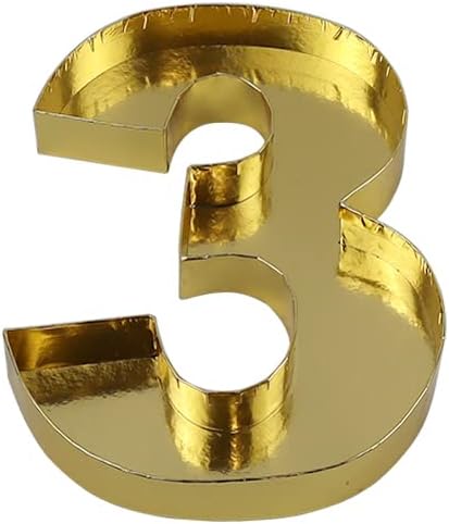 10”Cardboard Number Mache Chocolate Covered Strawberries Fillable Sweets Candy Container Box (3, Gold)