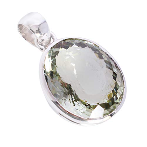 Pendentif améthyste verte en argent 925, un bijou d'exception serti à la main