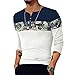 LOGEEYAR Men's Casual Slim Fit Short/Long Sleeve Color Block Printing Henley T-Shirts Z-White