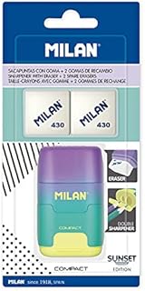 Milan Blister Pack Turquoise Sunset Compact Sharpener + 2 Replacement Erasers BYM10454