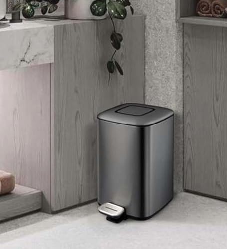 Image of Obsessions Step Dustbin with Fingerprint Resistant, 6 Liters, Black Steel