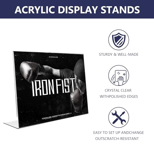 JMIATRY 6 Stück Acryl Aufsteller Din A4 Tischaufsteller Schräg, L Ständer Acryl Tischaufsteller A4 Aufsteller für Thekenaufsteller, Restaurant, Büro, Werbeaufsteller, Shop