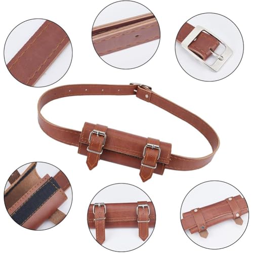 Image of GORGECRAFT Medieval Sword Dagger Frog Holster Adjustable Leather Sword Belt Viking Rapier Scabbard Holder Two-Buckle Waist PU Leather Sheath Clip Ring Carry Case for Halloween Assassin, Saddle Brown