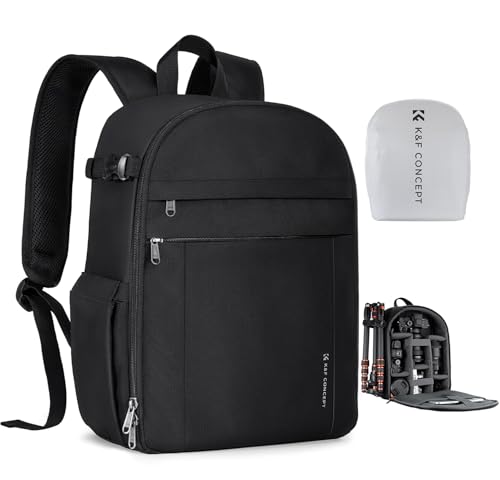 K&F CONCEPT Lekka torba na plecak na aparat, mała profesjonalna torba fotograficzna kompatybilna z aparatem Sony Canon Nikon i akcesoriami do obiektywów, z podwójnymi przednimi kieszeniami i paskiem