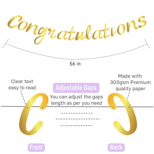 Image of Party Propz Congratulations Decoration Items - Set of 42 Pcs Congratulations Banner For Decoration | Black and Golden Balloons | Graduation Decoration | Happy Retirement Decoration (Latex, Cardstock)