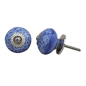 8 Pieces Drawer Hardware | Ceramic Knobs for Kids Room | Blue Drawer Pulls for Cabinets | Leaf Bathroom Drawer Handles |3.81 cm Knobs