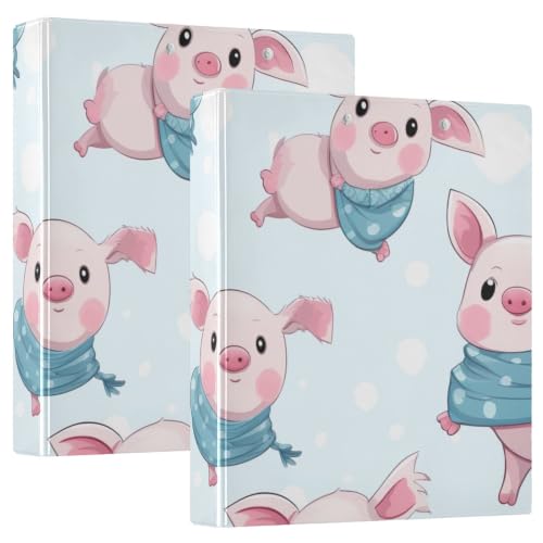 Classeur à 3 anneaux Cute Pig flexible de taille unique Ex2 doté de poches intérieures