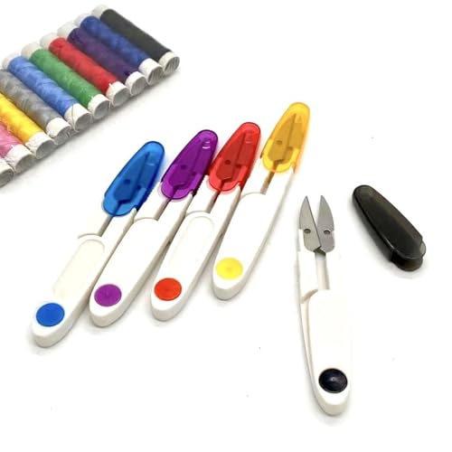 Image of Prabhas Designs U-Shaped Portable Plastic Small Yarn Scissors with Transparent Cover, Thread Cutter for Embroidery, Fabric, Paper, Quilting, Scrapbooking, Dressmaking, Handwork (4)