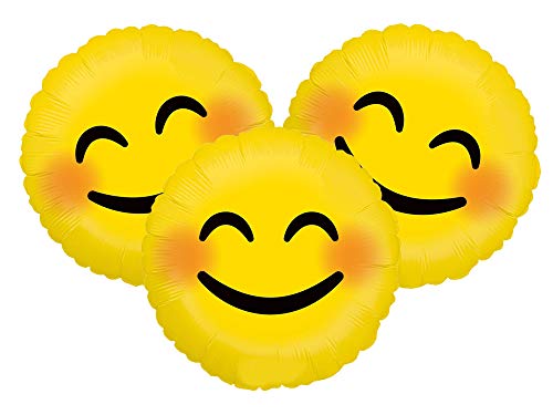 Image of Set of 3 Smiling Emoji 18 inch Foil Party Balloons