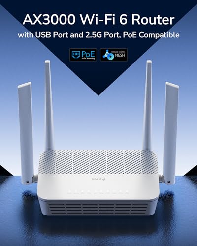 Cudy AX3000 WiFi 6 2.5G PoE-Powered Router with USB 2.0 Port, Dual Band VPN Router, MU-MIMO, WireGuard, Cudy Mesh Compatible, APP Control, WR3000P - 2