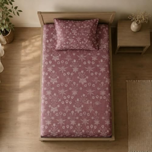 Image of Linen Home Cotton Percale Fitted Bedsheet Set Single Size Light Brown