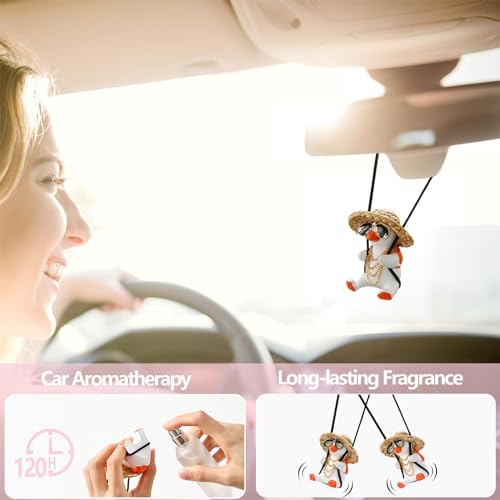 Cute Car Mirror Hanging Accessories, Plaster Funny Swinging Duck for Cool Rear View Mirror Accessories Car Ornament for Teens & Men Women Gifts (Duck)