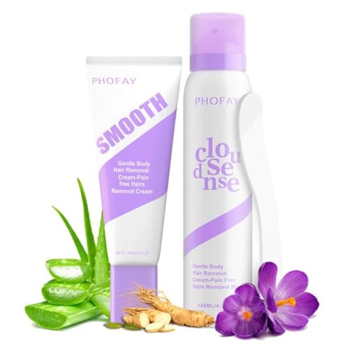 PHOFAY Smooth Hair Removal Spray Body Hair Removal Cream for Women & Men Sensitive Skin Dermatologist-Recommend with Aloe Cloud Sense Hair Removal Spray for Bikini Pubic Leg Chest Underarm