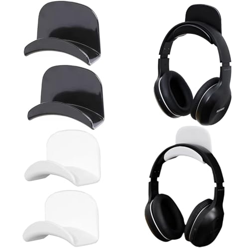 YCHYAN 4 Pièces Support Casque, Fixation Mural Casque Gamer, Design Incurvé, Épaissir Multifonctionnel Porte Casque Bureau, Économie D'espace, Convient à la Plupart des Types D'Écouteurs