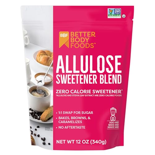 BetterBody Foods Allulose Sweetener 12 oz - Zero Calorie, Non-GMO & Gluten -Free, 1:1 Sugar Replacement with No Aftertaste, Perfect for Baking and Caramelizing