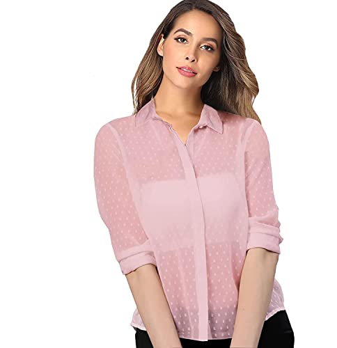 Image of Armenian Women Poly Georgette Dobby Textured Fabric Blouse Sleeve Office Lady Shirt Women Tops