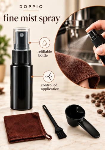 Image of DOPPIO Coffee Maker Accessories Kit - Cleaning Brush, Microfiber Cloth, Mist Spray Bottle & Coffee Scoop, Essential Barista Tools for Easy Maintenance