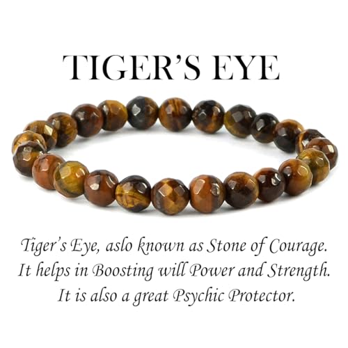 Image of Reiki Crystal Products Natural Crystal Stone 8 mm Faceted Diamond Cut Beads Bracelet for Men & Women | Reiki Charged Gemstone Bracelet | Multiple Stone Variants Available