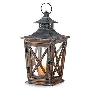 Nuptio Lanternes à Bougie Décoratives d’Intérieur : Bougeoirs Lanterne Bois Rustique, Lanterne à Bougie Suspendue Vintage Halloween Salon Salle à Manger Centres Table Décorations, 39cm Hauteur