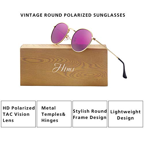 Image of Small Round Polarized Sunglasses Retro Men Women Mirrored Lens Metal Frame Circle Sun Glasses Shades