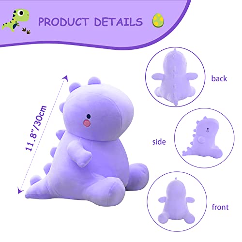 Auderhine Cute Dinosaur Plush Toys, 11.8Inch Soft Fat Dino Plushie Toy Dolls, Dinosaur Stuffed Animal Dino Plush, Birthday Gifts For Kids Girls Boys (11.8Inch/30Cm, Charm Purple) #TOP3