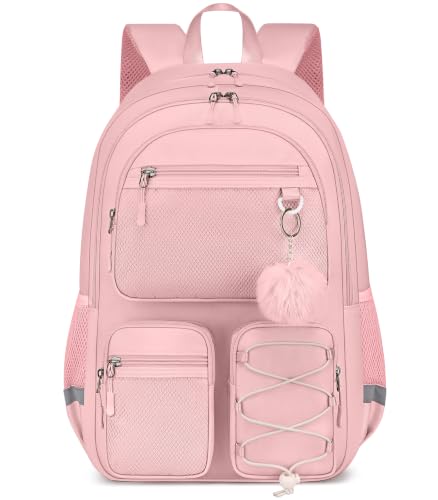 Image of Backpack Women,Stylish Ladies Backpack Water Resistant Daypack for College | 15.6 Inch Laptop Bag Travel Back Pack, Pink