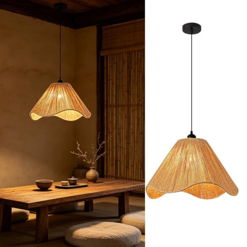 Lámpara de cuerda de cáñamo E27 para restaurante estilo techo Wabi Sabi ajustable